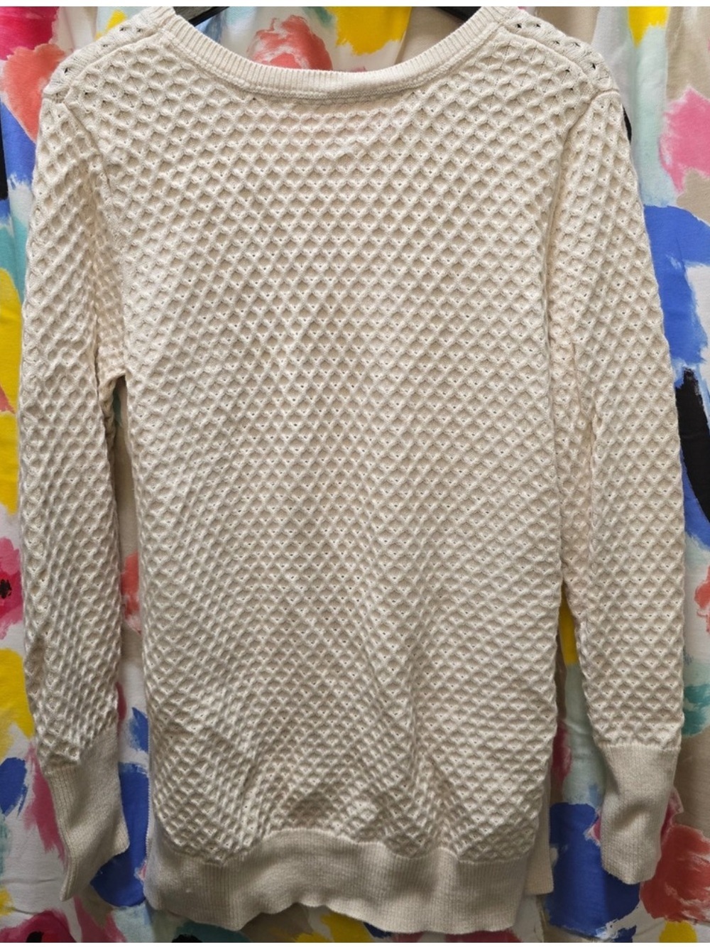 Athleta Women's Cream Knit Long Sleeve Sweater Merino Wool Blend Large - Picture 10 of 13